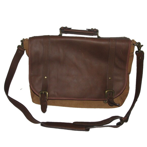 Two Tone Brown Genuine Leather Men's Casual Messenger Bag